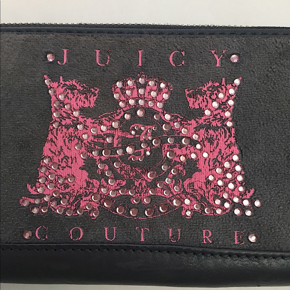 Juicy Couture Gray Suede/Logo Zip Around Wallet